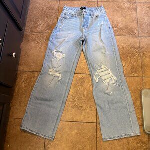 Edgely by Maurices Ripped High Rise Wide Leg Jeans 8R